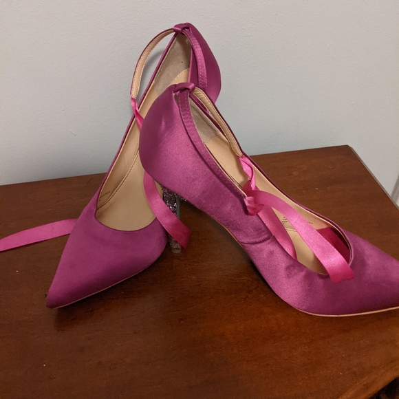 Blue by Betsey Johnson satin magenta glitter heels - Picture 4 of 7